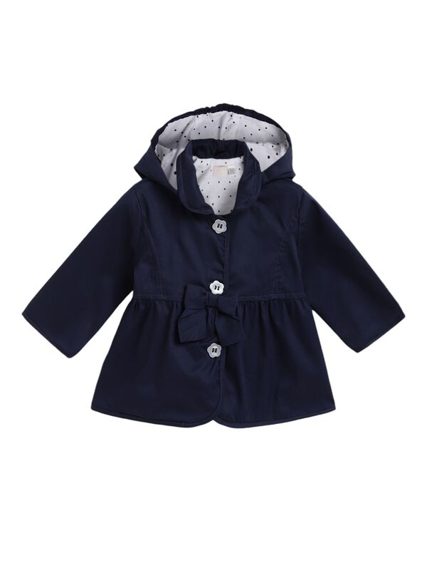 Girls Dark Blue Solid Jacket image number 0